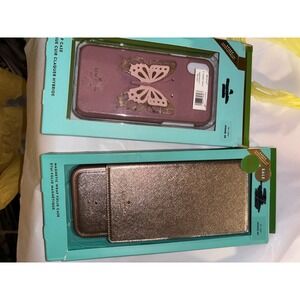 Kate Spade iPhone XR Case Bundle Butterfly Applique & Rose Gold Magnetic Folio